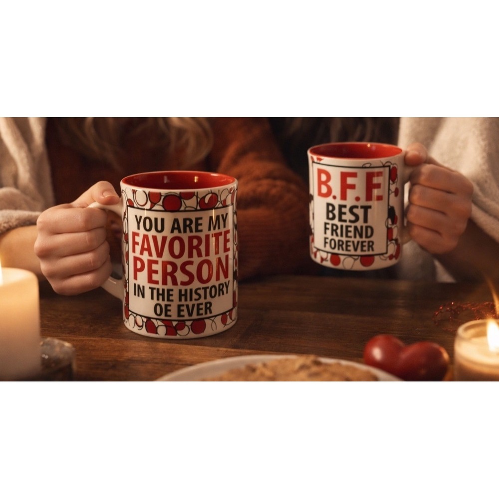 Our Name Is Mud BFF Best Friend Forever Mug Favorite Person‎ Gift Red Black